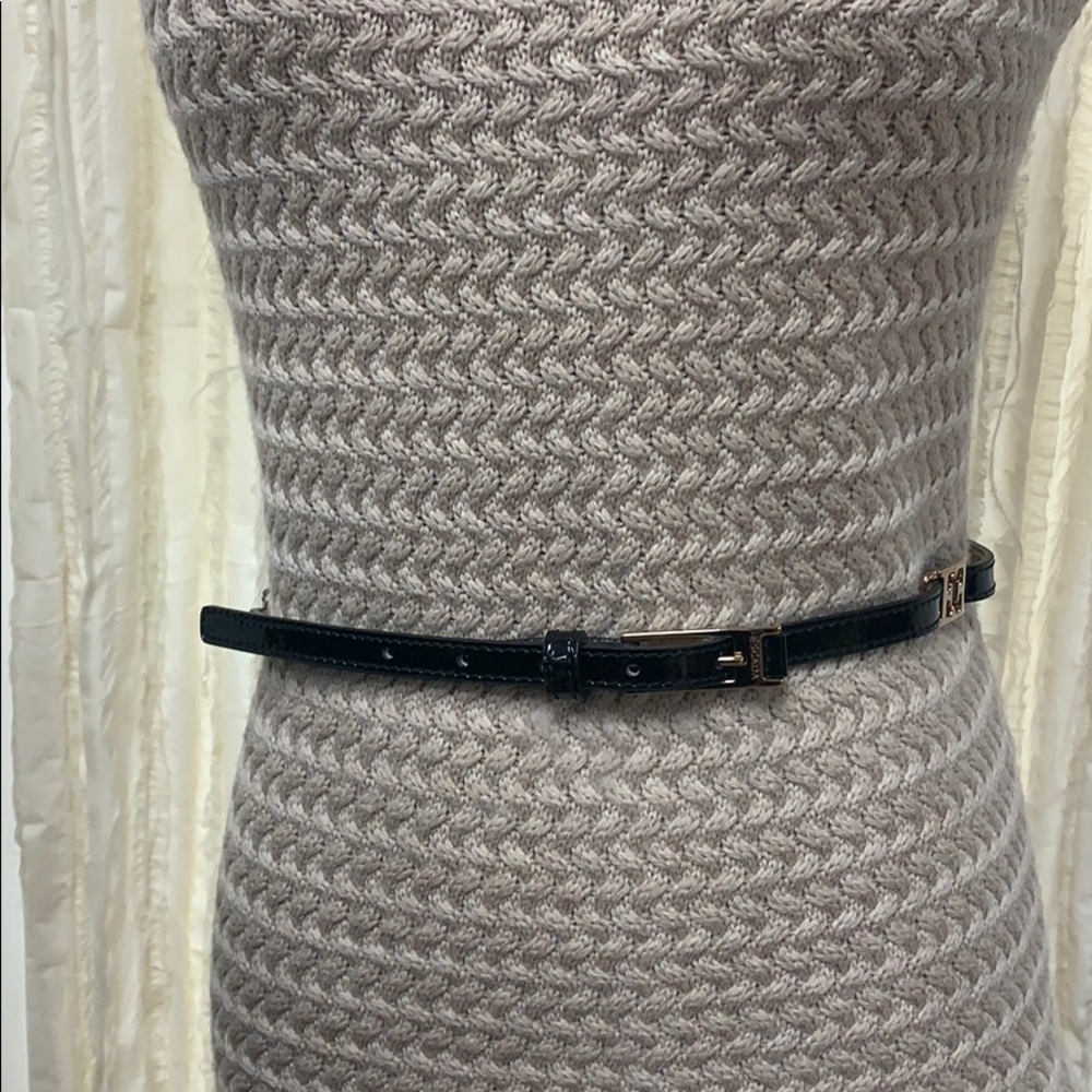 Escada black patent leather belt